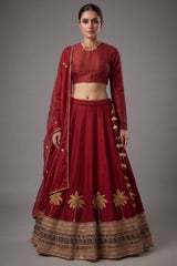 Maroon Matka Silk Designer Bridal Lehenga