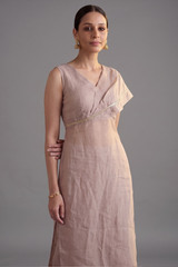 Rose Pink Organza Modal Silk Straight Cut Kurti and Palazzo Set