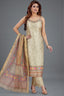 Beige Jacquard Printed Straight Cut Kurti Set