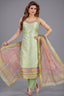 Light Green Jacquard Printed Straight Cut Kurti Set