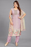 Lilac Art Silk Straight Cut Kurti Set
