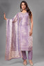 Lilac Chanderi Cotton Floral Printed Straight Cut Kurti Set
