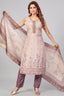 Pink Chanderi Cotton Digital Printed Straight Cut Kurti Set