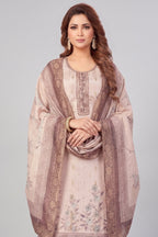 Pink Chanderi Cotton Digital Printed Straight Cut Kurti Set
