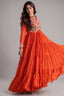 Orange Georgette Bandhej Printed Anarkali Kurti with Kachchi Work