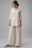 Off White Cotton Notch Neck Tunic & Wide Leg Palazzo Set