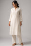 White Pin Tucked Cotton Straight Kurta & Pants Set