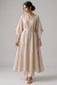 Beige Belted Kaftan Style Cotton Kurta Set