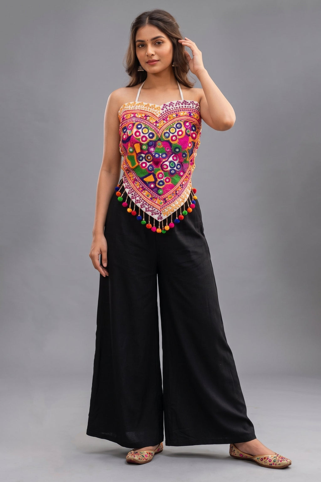 Multicolor Cotton Kutchi Embroidered Bandana Top