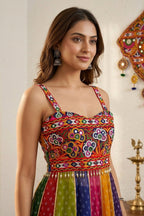 Multicolor Georgette Kutchi Mirror Work KurtI
