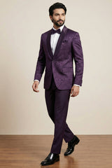 Purple Jacquard 2 Piece Suit