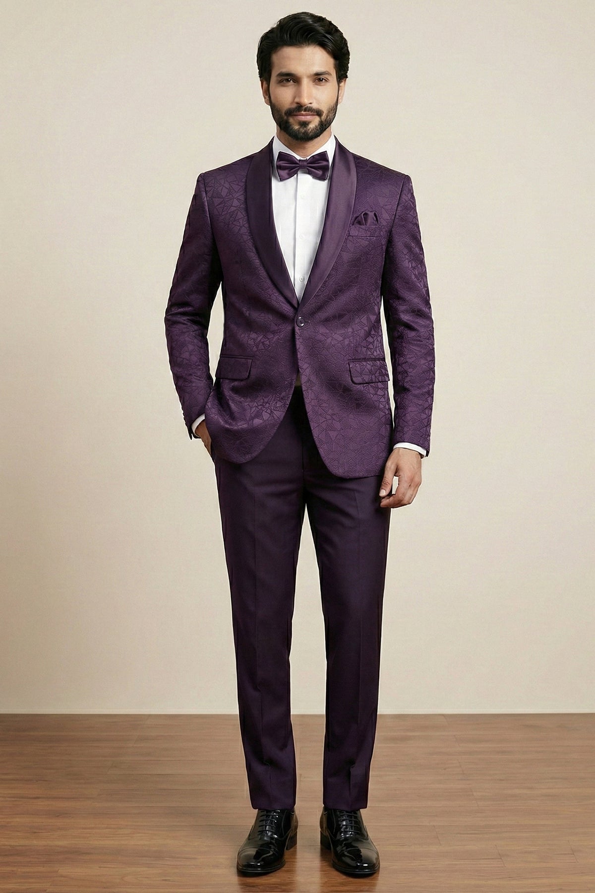 Purple Jacquard 2 Piece Suit