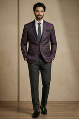 Purple Jacquard 2 Piece Suit