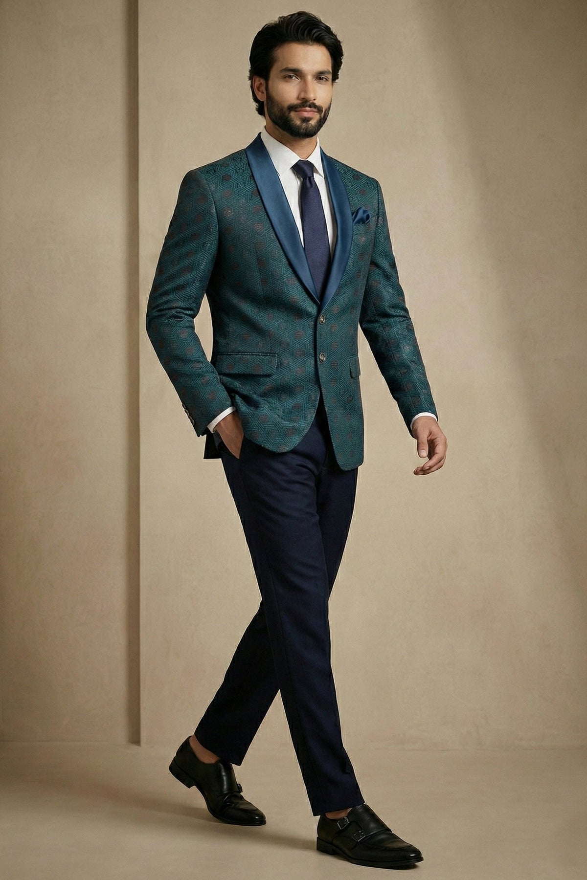 Rama Blue Jacquard 2 Piece Suit