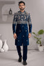 Blue Satin Silk Embroidered Indo Western Set