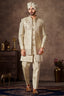 Cream Silk Sequin Embroidered Jacket Indo Western Set