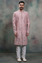 Dusty Pink Silk Embroidered and Sequin Work Indo Western Set
