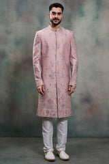 Dusty Pink Silk Embroidered and Sequin Work Indo Western Set