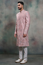 Dusty Pink Silk Embroidered and Sequin Work Indo Western Set