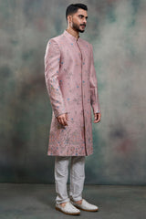 Dusty Pink Silk Embroidered and Sequin Work Indo Western Set