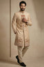 Beige Satin Beads Work Sherwani