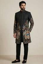Black Velvet Zardosi and Bead Work Indo Western Set