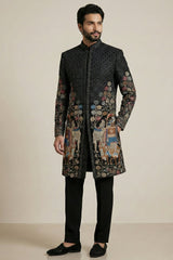 Black Velvet Zardosi and Bead Work Indo Western Set