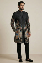 Black Velvet Zardosi and Bead Work Indo Western Set