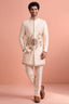 White Satin Embroidered Jacket Indo Western Set