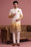 Off White and Yellow Indo Western Set with Embroidery