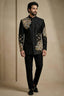 Black Satin Embroidered Jodhpuri Suit