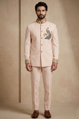 Blush Pink Satin Beaded Jodhpuri Suit