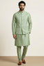 Light Pista Green Banarasi Dupion Kurta Pajama with Jacket