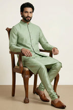 Light Pista Green Banarasi Dupion Kurta Pajama with Jacket
