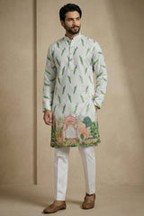 Mint Green Cotton Digital Printed Kurta Pajama