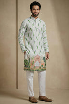 Mint Green Cotton Digital Printed Kurta Pajama