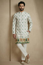 Green Cotton Printed Kurta Pajama