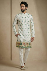Green Cotton Printed Kurta Pajama