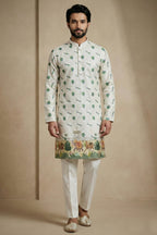 Green Cotton Printed Kurta Pajama