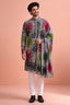 Grey Art Silk Embroidered and Printed Work Kurta Pajama with Stole
