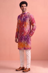 Multi Colored Art Silk Embroidered Kurta Pajama