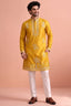 Yellow Satin Embroidered Kurta Pajama