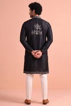 Black Satin Embroidered Kurta Pajama