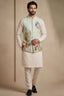 Off White Viscose Embroidered Kurta Pajama with Jacket