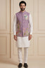 Off White Viscose Embroidered Kurta Pajama with Jacket