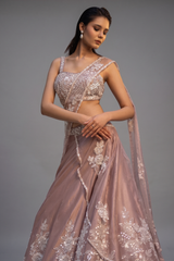 Rose Pink Silk Designer Lehenga with Sequin Work