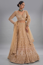 Rose Golden Net Designer Lehenga Set