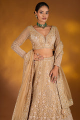 Rose Golden Net Designer Lehenga Set