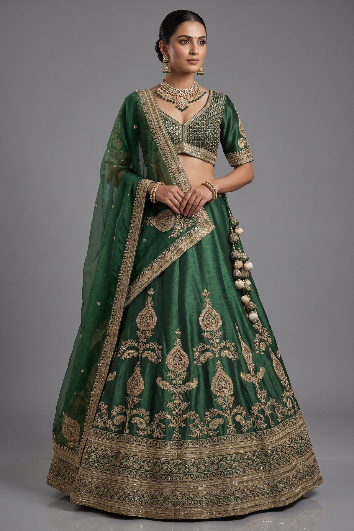 Green Matka Silk Designer Lehenga