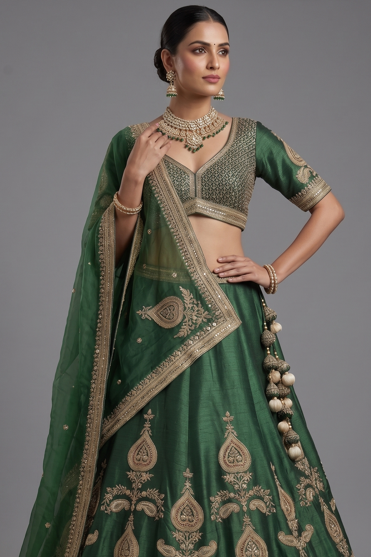 Green Matka Silk Designer Lehenga